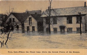 J49/ Peru Indiana Postcard c1910 Flood Disaster Houses 354
