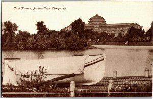 View of Field Museum, Jackson Park Chicago IL Gros Grain Vintage Postcard U40