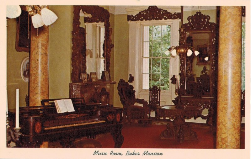 Music Room or Twin Parlor in Baker Mansion Museum Altoona, PA Postcard