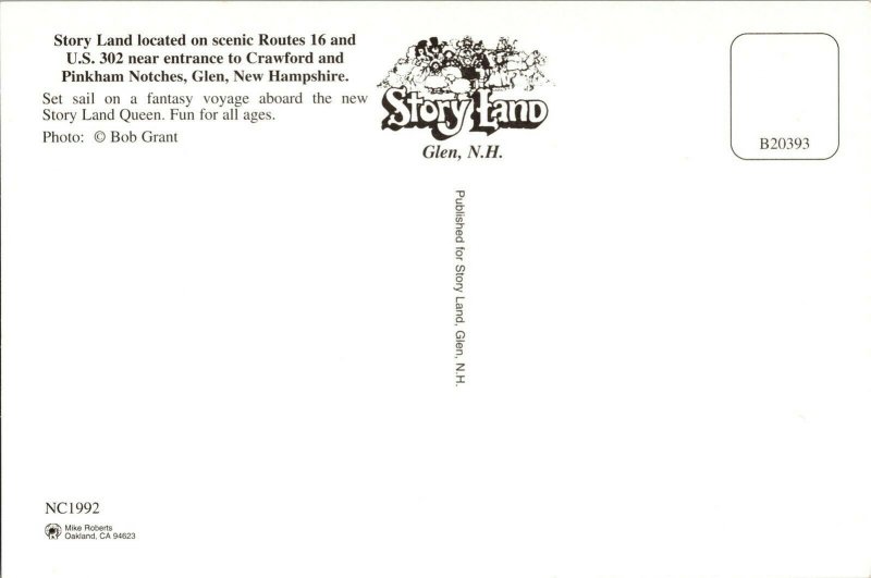 The Story Land Queen Swan Boat Story Land Park Glen NH Postcard I70