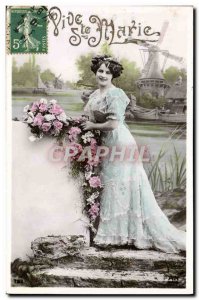 Old Postcard Fantaisie Surname Marie Windmill