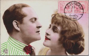 Victorian Couple In Love Egypt Stamps Vintage RPPC C161