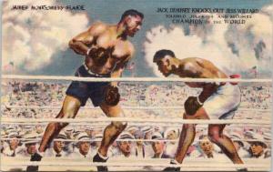 Jack Dempsey Jess Willard Boxing James Montgomery Flagg UNUSED Postcard E50