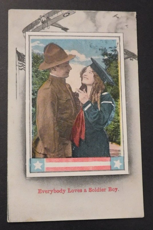 Mint Postcard America Everbody Loves a Soldier Boy Soldier Lovers Series