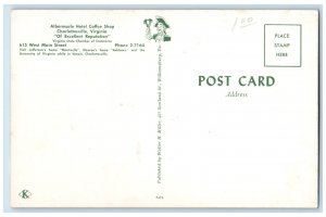 c1970s Albermarle Hotel Coffee Shop Charlottesville Virginia VA Postcard 