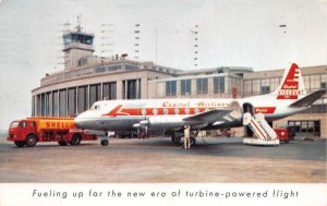 Capital Airlines Viscount Airplane Fueling with Shell Gas Postcard AA67958