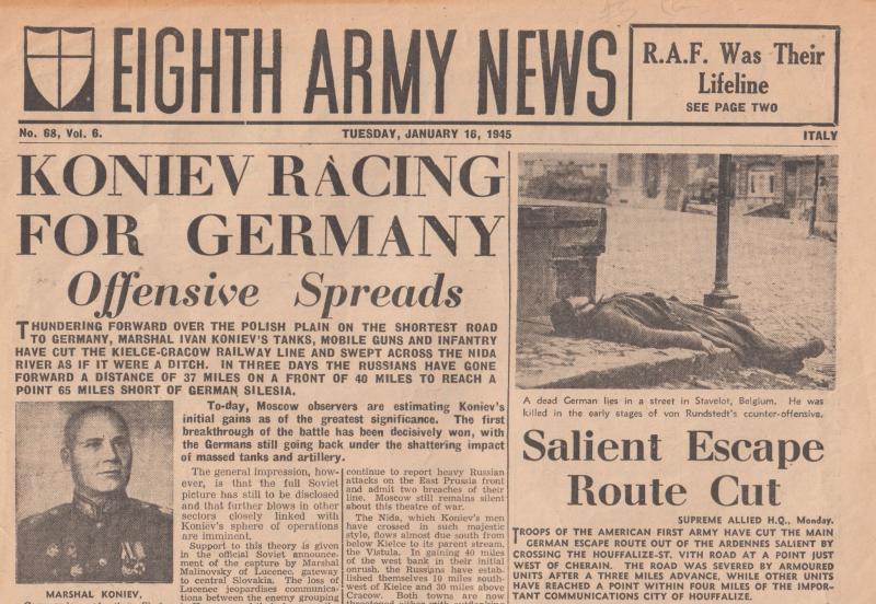 Eighth Army News Koniev Germany Railway Russia WW2 Military Newspaper