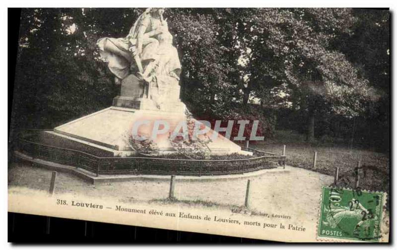 Old Postcard Monument Louviers Louviers high children died for the Homeland Army