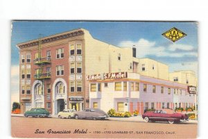 SAN FRANCISCO MOTEL Lombard Street CA Roadside 1952 Linen Vintage Postcard