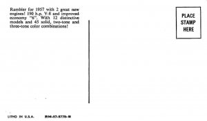 1957 RAMBLER Custom 4-Door Sedan Classic Car Advertising Chrome Vintage Postcard