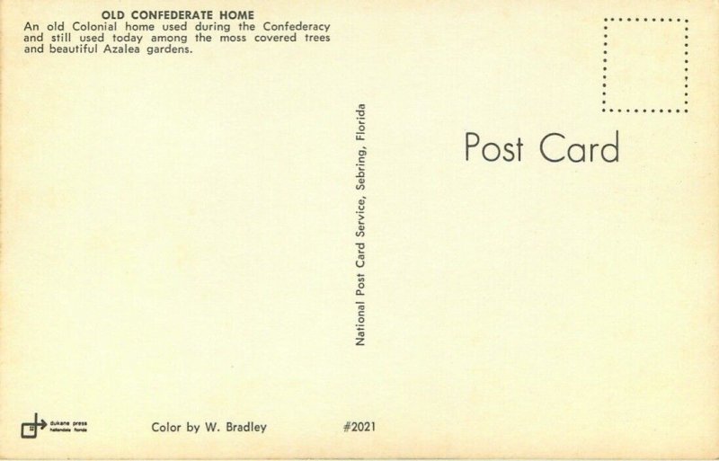 Old Confederate Home Used During The Confederacy Vintage Postcard