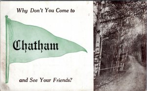Postcard NH Chatham landscape pennant - Why don't you come … see your friends