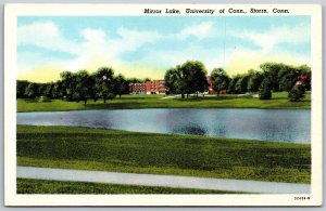 Vtg Storrs CT Mirror Lake University of Connecticut 1950s View Postcard
