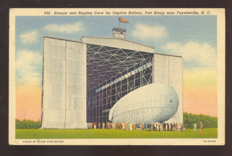 FAYETTEVILLE NORTH CAROLINA CAPTIVE BALLOON BLIMP HANGAR VINTAGE POSTCARD