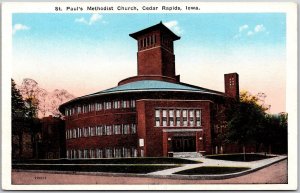 St. Paul's Methodist Church Cedar Rapids Iowa Religious Building Parish Postcard