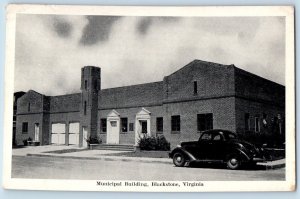 Blackstone Virginia Postcard Municipal Building Exterior Classic Cars 1955 Linen