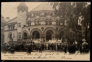 Vintage Postcard 1905 Class Parade, Osborn Hall, Yale U. New Haven, Connecticut