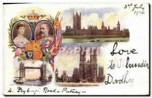 Postcard Old Edwardian Houses of Parliament Westminster Abbey London Tower br...