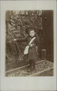 Little Girl Scout HOSPITAL CARNIVAL GALLINGHAM DORSET Written on Back RPPC