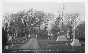 Troy New York St Peters RC Cemetery Real Photo Vintage Postcard AA83795