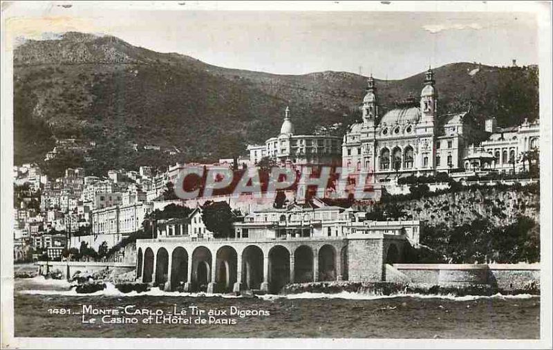 Old Postcard Monte Carlo - The Shooting pigeons Casino and The Hotel de Paris