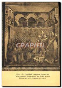 Old Postcard Giotto Assisi Francesco da Riceve Onorio The approvazione dei Fr...