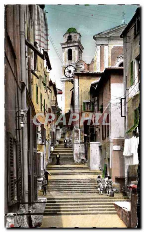 Old Postcard The Cote d Azur Villefranche Sur Mer Old Street