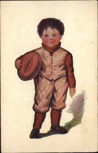 Cute Little Boy Football Player Pre-1910 Vintage Postcard