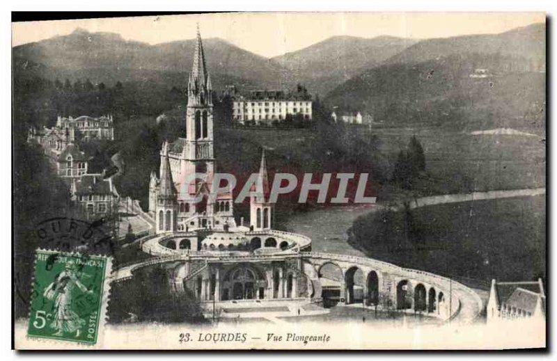 Old Postcard Lourdes view plangeante