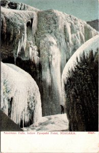 American Falls Below Prospekt Point Niagara Frozen Winter Divided Unp Postcard