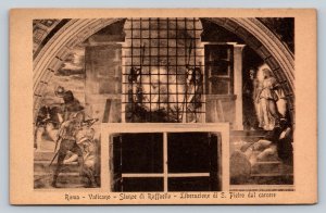 Rome Vatican Raphael's Rooms Liberation of St. Peter Vintage Postcard A251