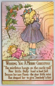 MG Hays Christmas~Mistletoe Hangs On Castle Wall~Girl Wants Kiss~Doll Falls~TRCo