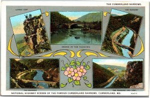 Postcard MD Cumberland National Highway Scenes of the Famous Cumberland Narrows