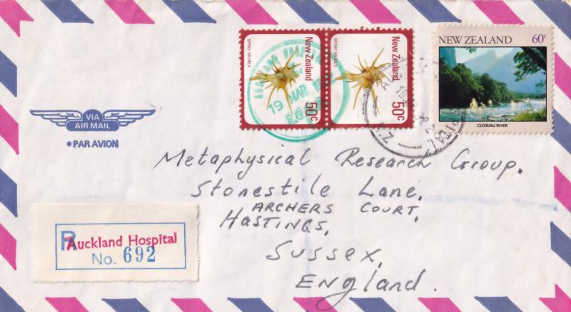 Auckland Hospital New Zealand 1980s Frank Postmark Envelope