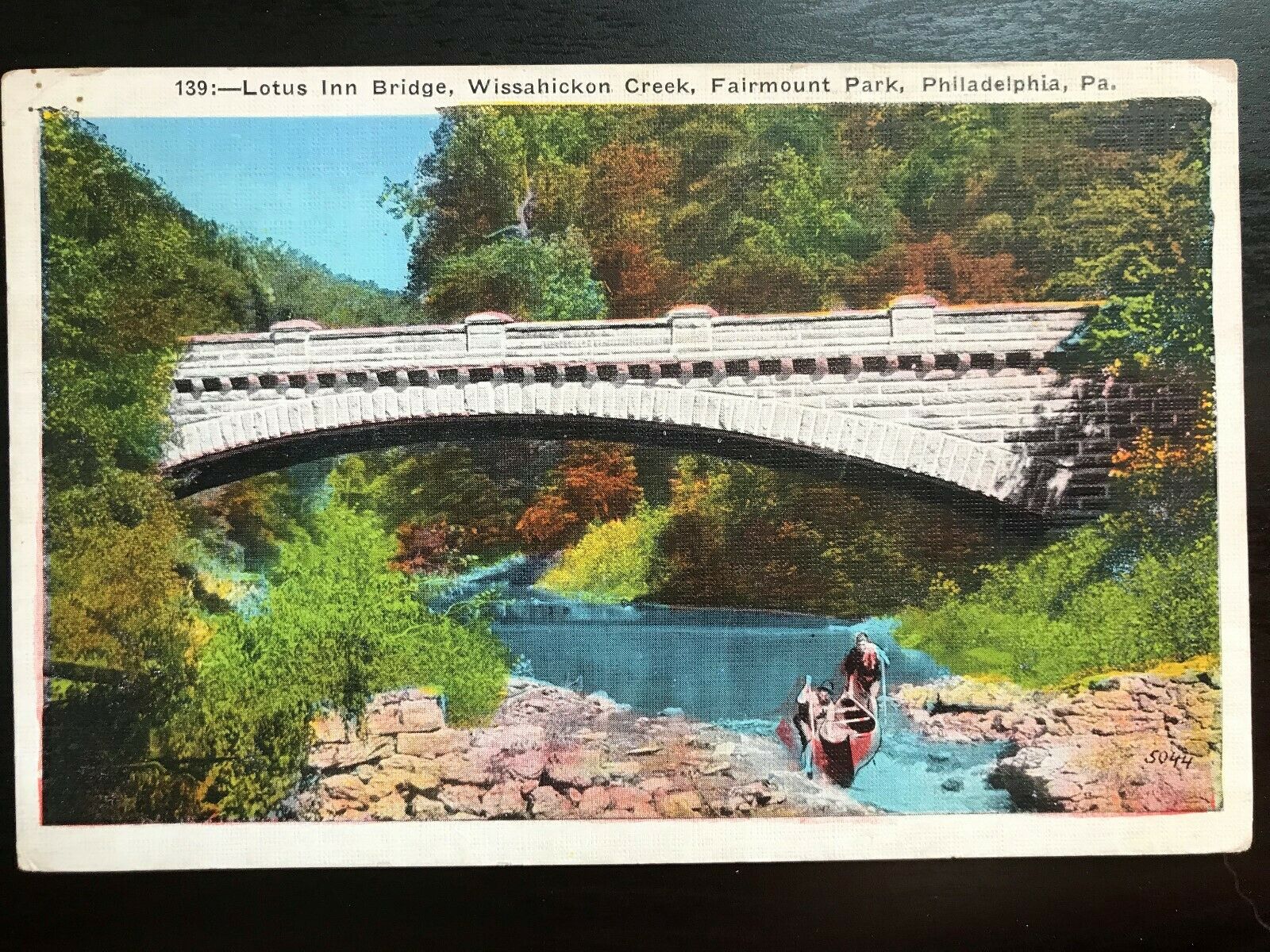 Vintage Postcard 1935 Lotus Inn Brdg Wissihicko Crk Fairmont Prk Philadelphia PA United States