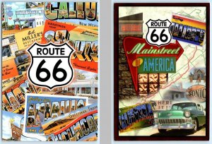 2 Modern Postcards ROUTE 66 ~ ROADSIDE MONTAGE Large Letter Design 4x6