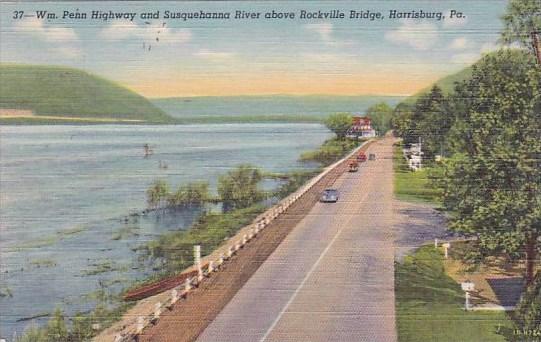 Harrisburg Williams Penn Highway And Susquehanna River Above Rockville Bridge...