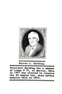 Warren G Harding Member of Lodge 70 at Marion Ohio Postcard