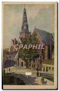 Old Postcard CARD SYSTEM Netherlands Amsterdam Oudekersplein Aquarel M V Boordt