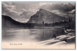 Banff Alberta Canada Postcard Bow River Mountain View c1910 Unposted Antique