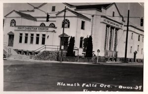 RPPC  Klamath Falls  Oregon  First Christian Church  Postcard  c1930