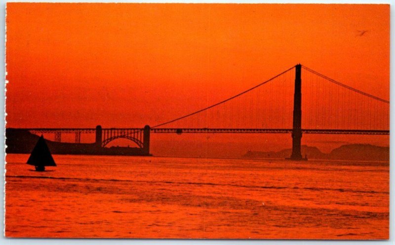 Postcard - The Golden Gate Bridge at Sundown - San Francisco, California