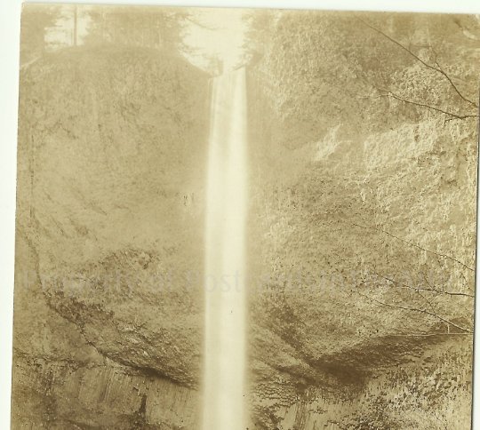 Latourell Falls - Columbia River Oregon Vintage Sienna RPPC Real Photo Postcard