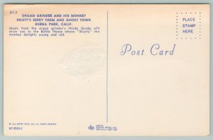 Buena Park CA~Organ Grinder & His Monkey Knott's Berry Farm~Vintage Postcard
