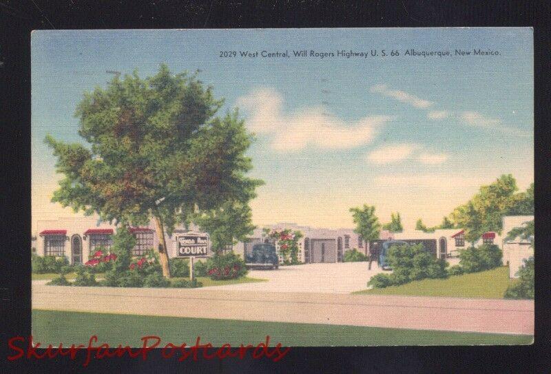 ALBUQUERQUE NEW MEXICO ROUTE 66 TEXAS ANN COURT LINEN ADVERTISING NM POSTCARD