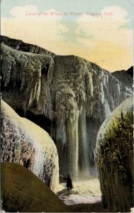 Cartão postal Niagara Falls Ontario Cave of the Winds c1915 Welland duplex cancelamento H13-