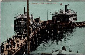 Steamers Landing North Vancouver BC North Van Boats c1911 Postcard H47