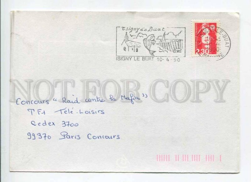 421480 FRANCE 1990 year FISHING Isigny le Buat ADVERTISING real posted COVER