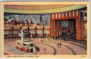 1933 Cincinnati, Ohio Union Terminal Lobby Mural American Pioneers Interior A225