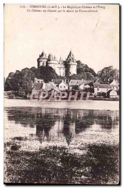 Old Postcard Combourg The Beautiful Chateau and Chateau pond This is illustra...